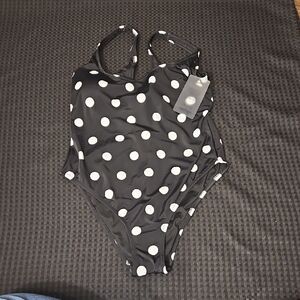 Ashley Graham, Black & White, Polka Dot, One Piece, Size 10